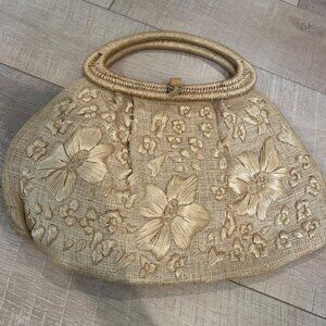HANDMADE IN PHILLIPINES WOMENS TAN PURSE HANDBAG BOHO VINTAGE